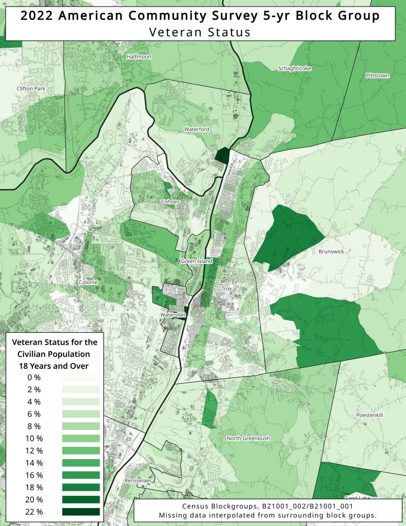 Thematic Map: Veterans in Troy and Nearby Area Thematic Map: Veterans in Troy and Nearby Area