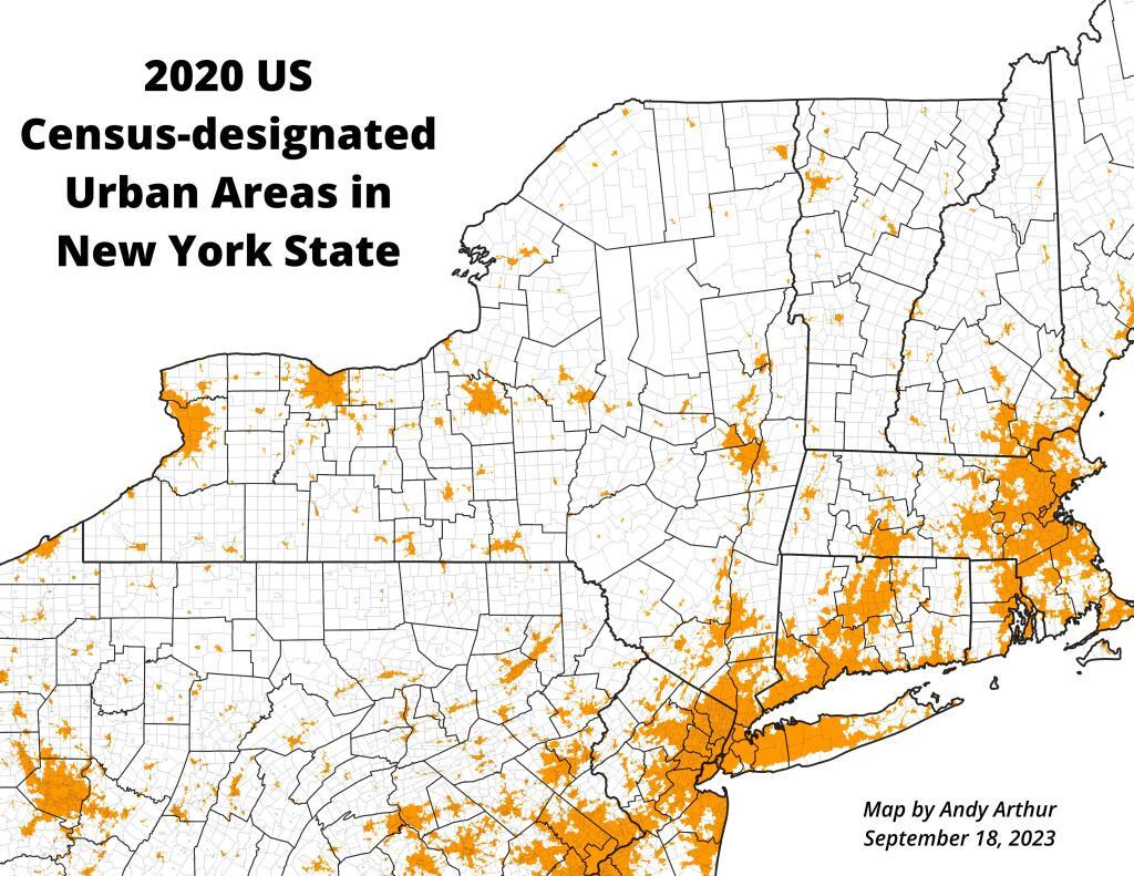 Thematic Map: 2020 US Census Urban Areas in New York State Thematic Map: 2020 US Census Urban Areas in New York State