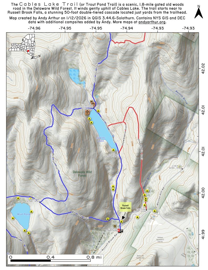 Map: Trout Pond - Russell Brook Falls Map: Trout Pond - Russell Brook Falls