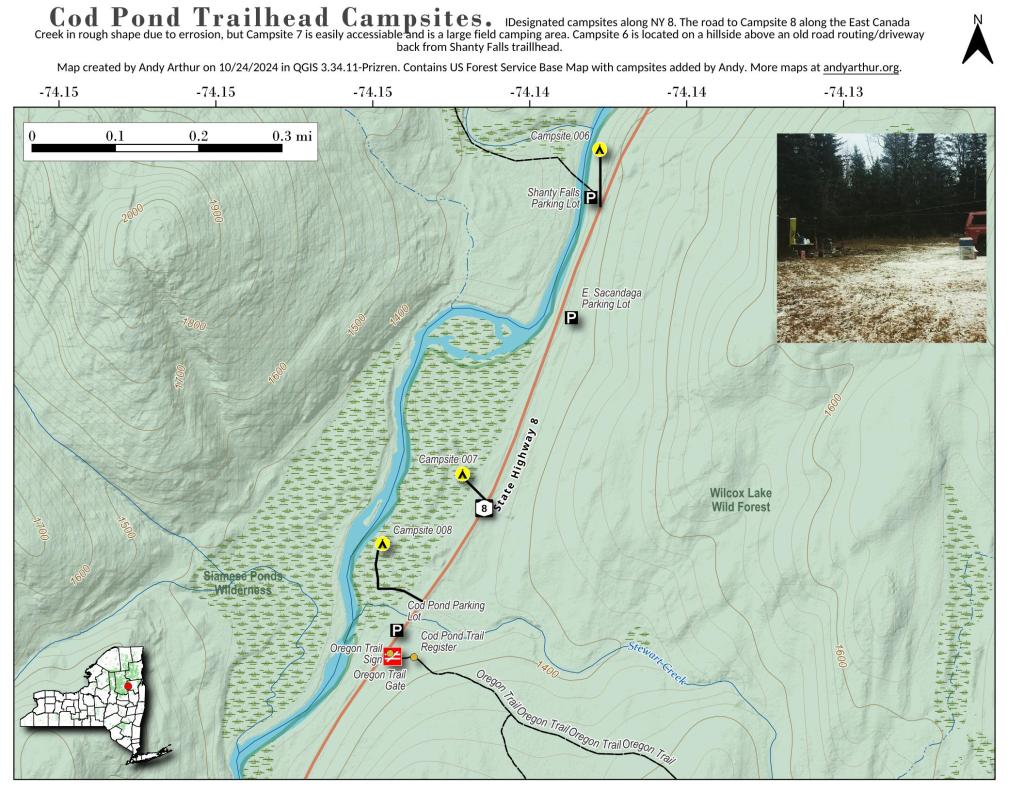 Map: Cod Pond Trailhead Camping Opporunities Map: Cod Pond Trailhead Camping Opporunities